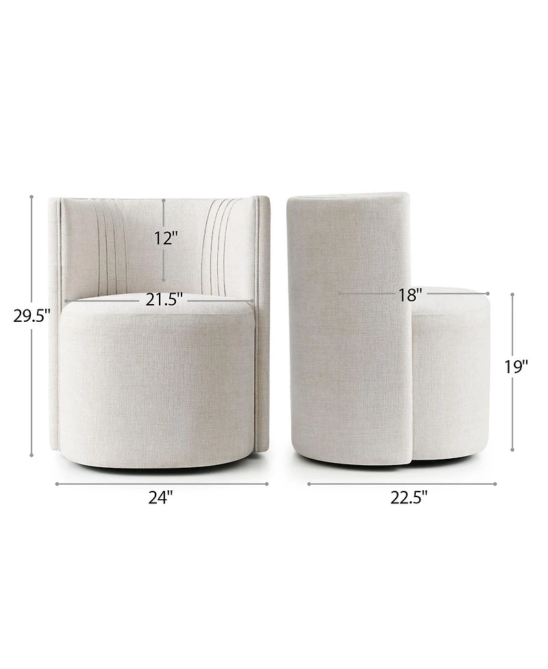 Maison Boucle Textured Fabric Swivel Barrel Accent Dining Chair With Casters 1 Pc