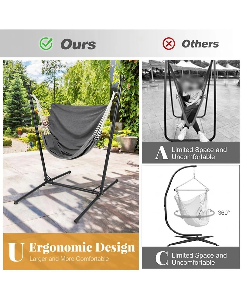 Gouun Hammock Chair with Stand, 6-Position Adjustable Height and Side Pocket