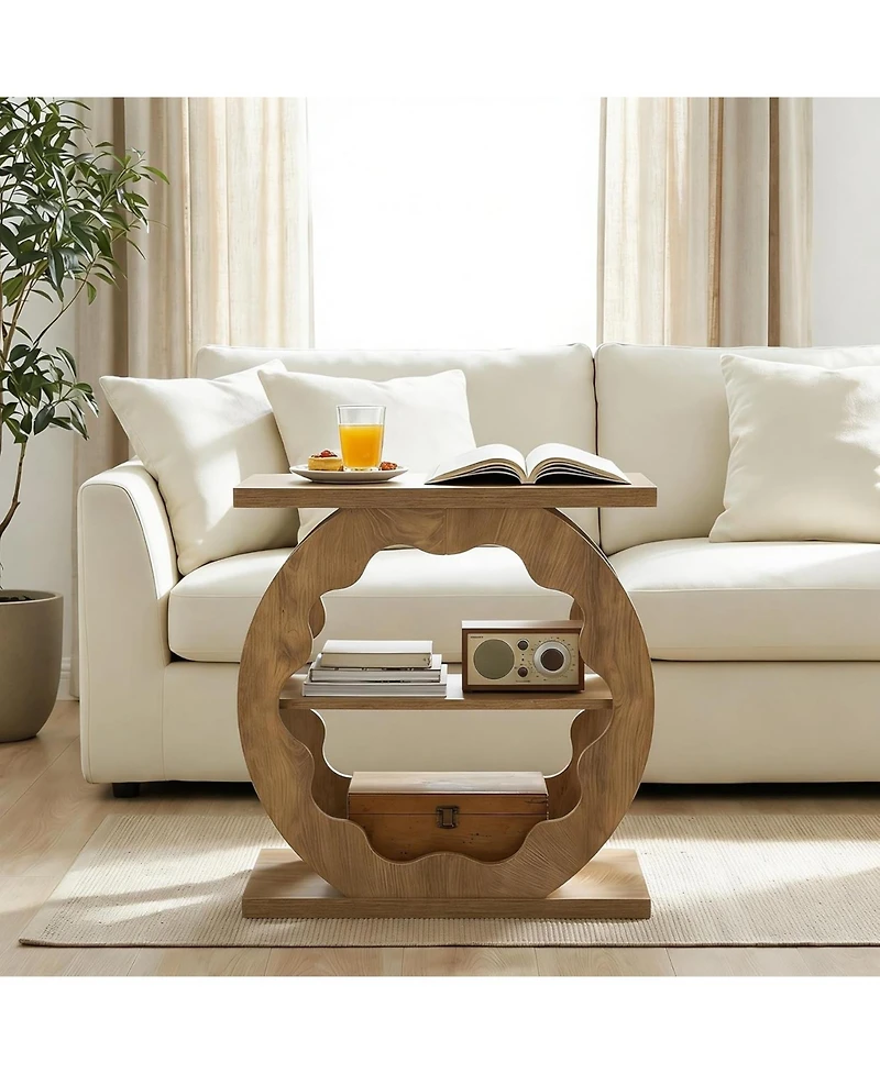 Tribesigns End Table for Living Room, Side Table with Storage, 3-Tier Couch End Table Narrow Nightstand