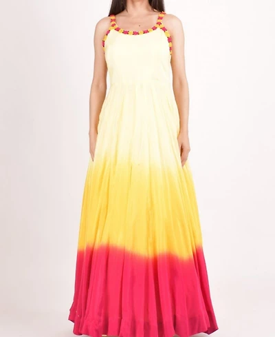 Raas Women's Hand Tie-Dye Ombre Silk Maxi Sundress