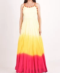 Raas Women's Hand Tie-Dye Ombre Silk Maxi Sundress