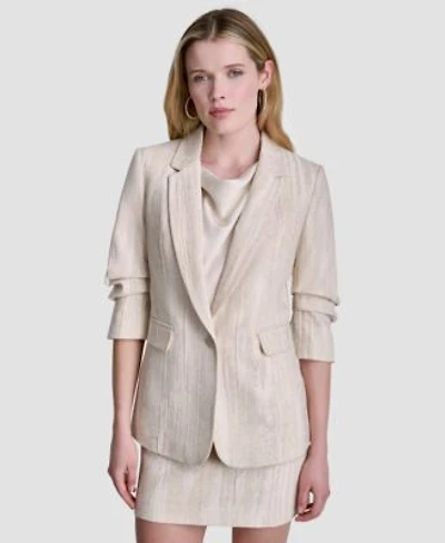 Dkny Womens Long Sleeve Notch Collar Blazer Straight Fit Mini Skirt