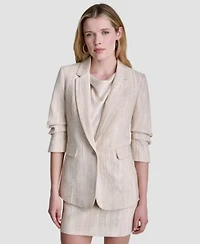 Dkny Womens Long Sleeve Notch Collar Blazer Straight Fit Mini Skirt