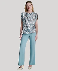 Dkny Women's Printed Cowl Neck Blouse