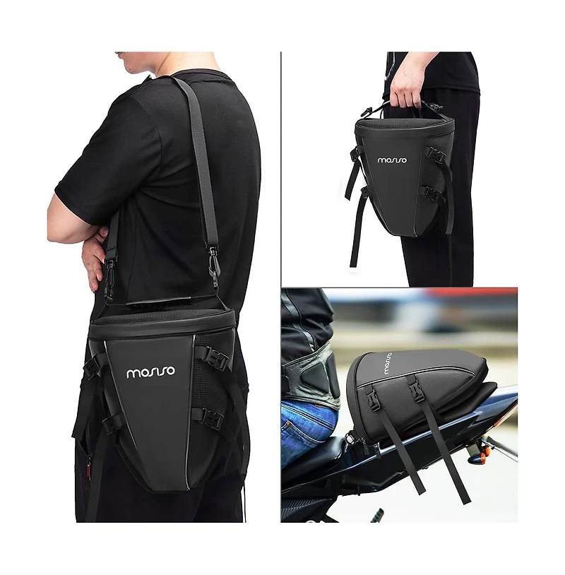 Aoligeijs Motorcycle Tail Bag Waterproof Rear Seat Storage with Shoulder Strap, 10L Motorbike Saddle for Travel Commuting Riding