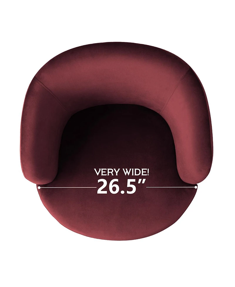 Maison Boucle Velvet Swivel Barrel Accent Chair 27 Inch Wide Upholstered 1 Piece