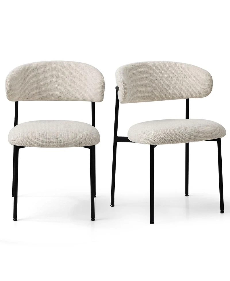 Maison Boucle Set of 2 Modern Textured Upholstered Dining Chairs with Curved Back