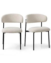 Maison Boucle Set of 2 Modern Textured Upholstered Dining Chairs with Curved Back