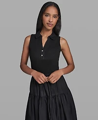 Karl Lagerfeld Paris Petite V-Neck Polo Collared Dress