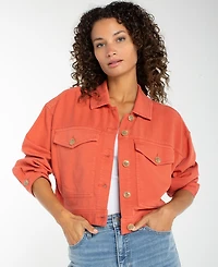 Liverpool Los Angeles Women's Cropped Oversized Denim Jacket