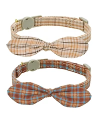 Aronkl Bowtie Cat Collar With Bell Breakaway Kitten Collars Removable Bow Cotton Stylish