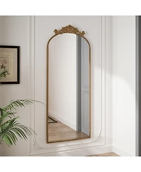 Busdays 58" x 24" Arched Full-Length Wall Mirror with Ornate Carved Applique Top for Living Room or Bedroom
