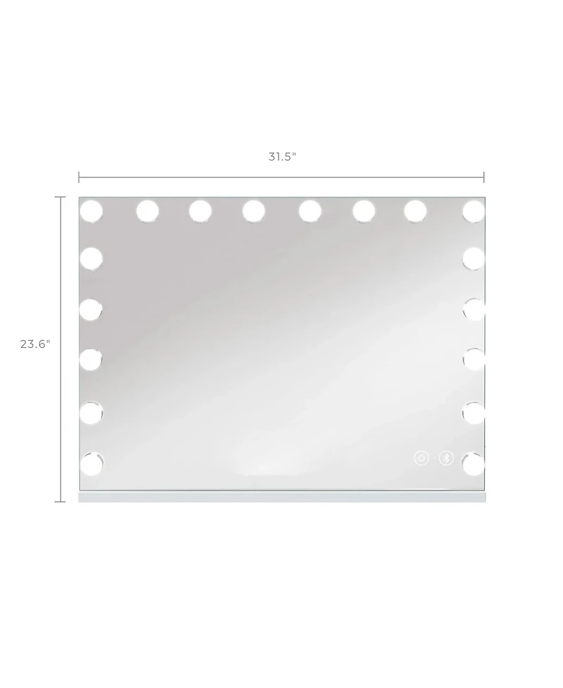 Busdays 31.5x22.8 Inch Hollywood Vanity Mirror with Lights 18 Dimmable Bulbs Bluetooth Speaker Touch Screen Usb Charging Table or Hanging Mount