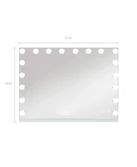 Busdays 31.5x22.8 Inch Hollywood Vanity Mirror with Lights 18 Dimmable Bulbs Bluetooth Speaker Touch Screen Usb Charging Table or Hanging Mount