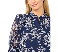 CeCe Women's Open Collar Button-Up Shirt