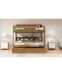 Streamdale Furniture Twin over twin bunk bed with trundle, Antique Wood