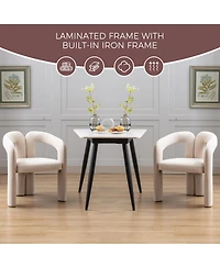 Rainsken Velvet Fabric Upholstered Accent Chair Set of 2, Barrel Side Chairs with Elephant Feet and Curved Backrest for Living Room