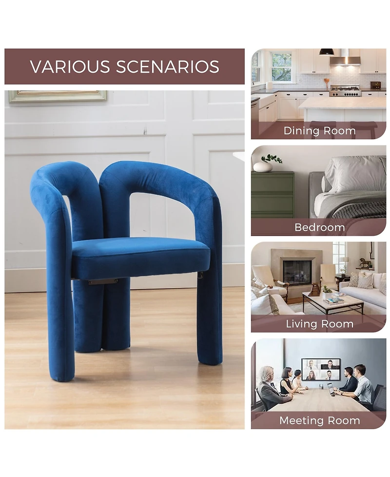 Rainsken Velvet Upholstered Barrel Accent Chairs Set of 2, Curved Backrest Side Chairs with Elephant Feet for Living Room