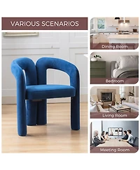 Rainsken Velvet Upholstered Barrel Accent Chairs Set of 2, Curved Backrest Side Chairs with Elephant Feet for Living Room