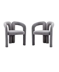 Rainsken Luxury Velvet Upholstered Barrel Chair Set of 2, Side Chairs Featuring Curved Back and Elephant Feet for Living Room