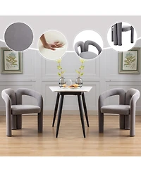 Rainsken Luxury Velvet Upholstered Barrel Chair Set of 2, Side Chairs Featuring Curved Back and Elephant Feet for Living Room