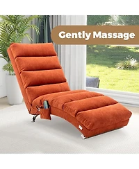 Rainsken Luxury Upholstered Chaise Lounge Chair with Gentle Vibration Function, Linen Leisure Recliner for Living Room