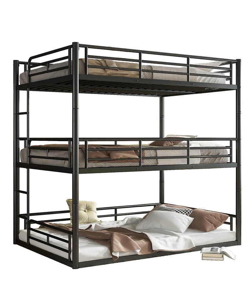 Streamdale Furniture Metal Triple Bunk Bed with Guardrails