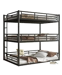 Streamdale Furniture Metal Triple Bunk Bed with Guardrails