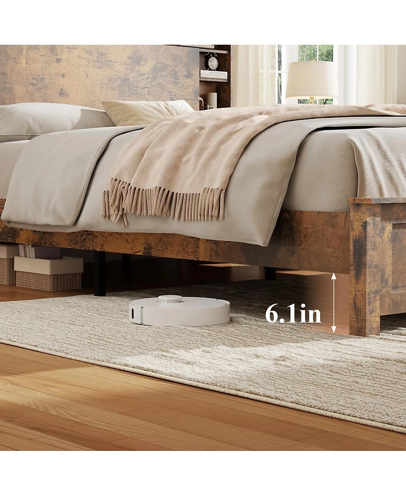 Streamdale Furniture Storage Bed with Charging Station and Led Lights
