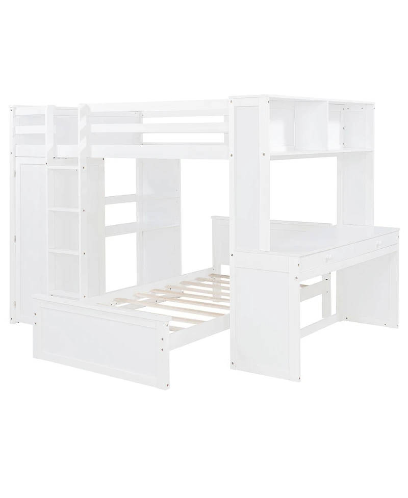 Streamdale Furniture Loft Bed w/Twin Bed, Shelves, Desk, Wardrobe