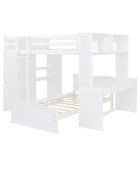 Streamdale Furniture Loft Bed w/Twin Bed, Shelves, Desk, Wardrobe