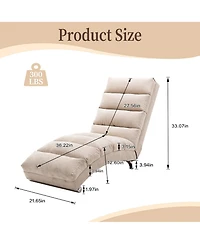 Rainsken Luxury Upholstered Chaise Lounge Chair with Gentle Vibration Function