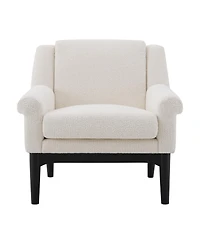 Rainsken Modern Accent Chair, Mid-Century Modern Armchair, Upholstered Lounge Chair with Solid Wood Legs for Living Room