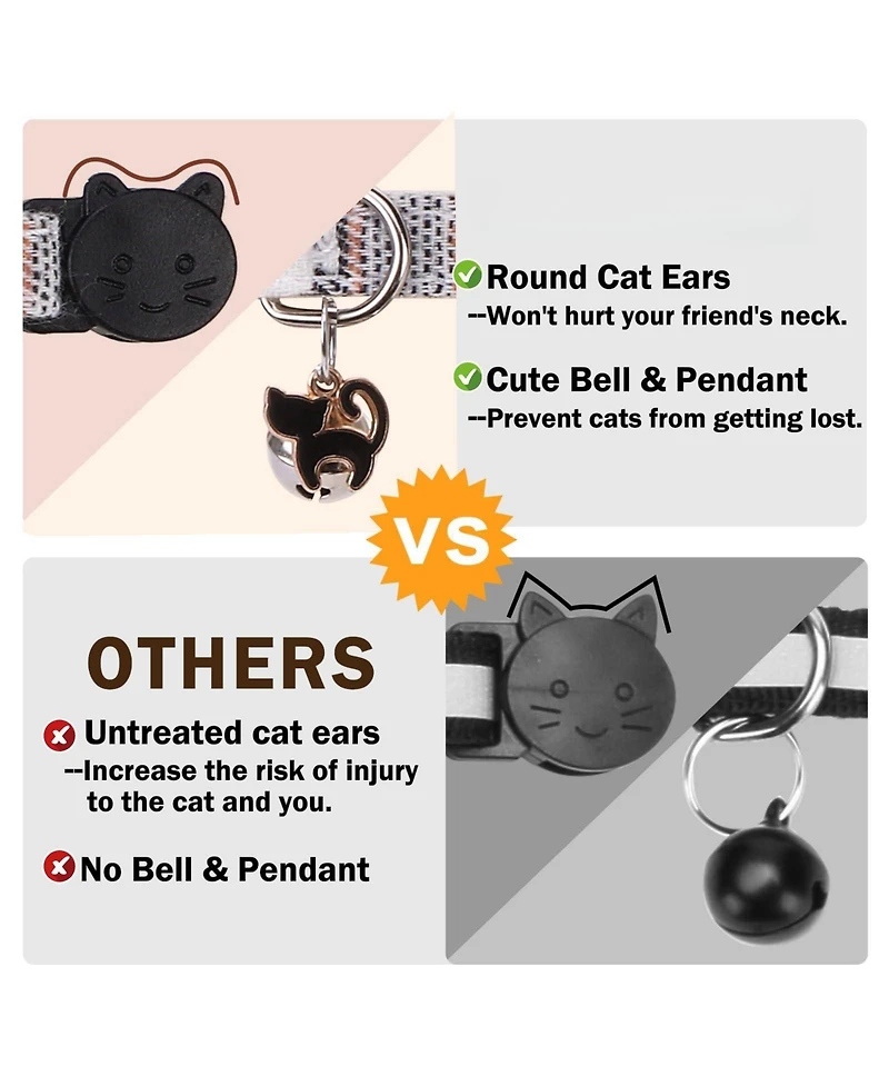 Aronkl Breakaway Cat Collars with Bells Pure Cotton Adjustable Cute Bowtie Kitten