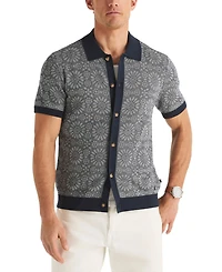 Nautica Men's Jacquard Classic-Fit Buttoned Polo Sweater