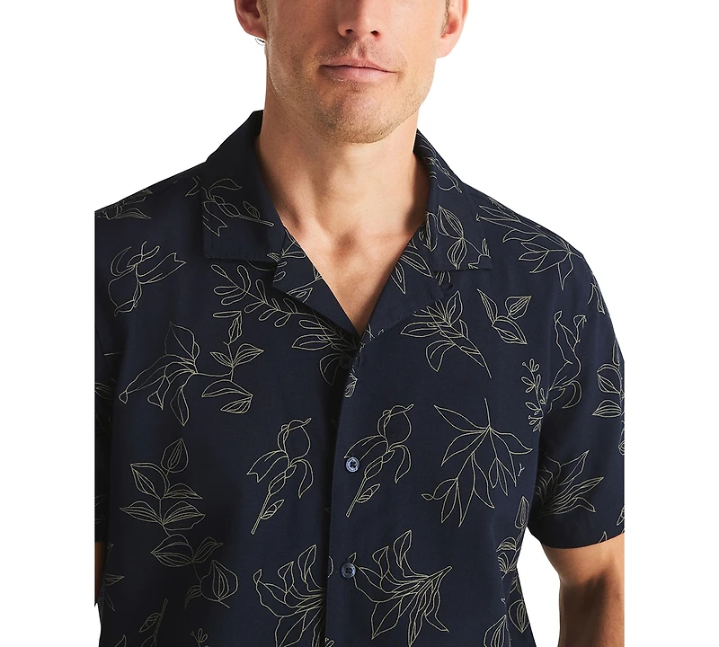 Nautica Men's Short-Sleeve Embroidery Camp Collar Shirt