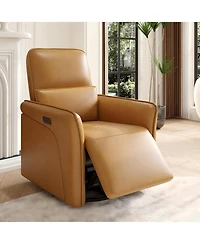 gaomon Leather Recliner Chair, 360degree(s) Swivel Power Rocker, Lumbar Support, Usb, Footrest, Accent Chair