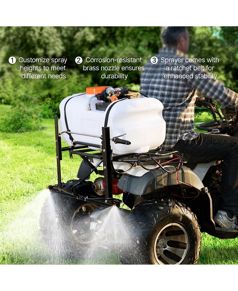 Sugift Atv Spot Sprayer, 15.9 Gal, Nozzle Boom, 12V Pump, 20Feet Hose for Weed Spraying