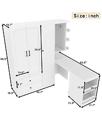 Streamdale Furniture 2-Door Wardrobe w/ Desk and Storage