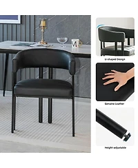 Streamdale Furniture Faux Leather Barrel Dining Chairs(Set of 2)