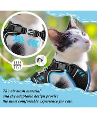 Aronkl Escape Proof Cat Harness Leash Adjustable Breathable Comfortable Vest Easy Wear Outdoor Travel Car Seat Belt Safe
