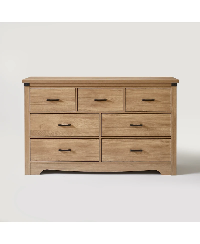 Streamdale Furniture Farmhouse 7-Drawer Dresser, Oak Storage Organizer