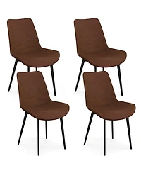 Gymax Dining Chair Set of 4 w/ Metal Legs Padded Seats and Backs for Room