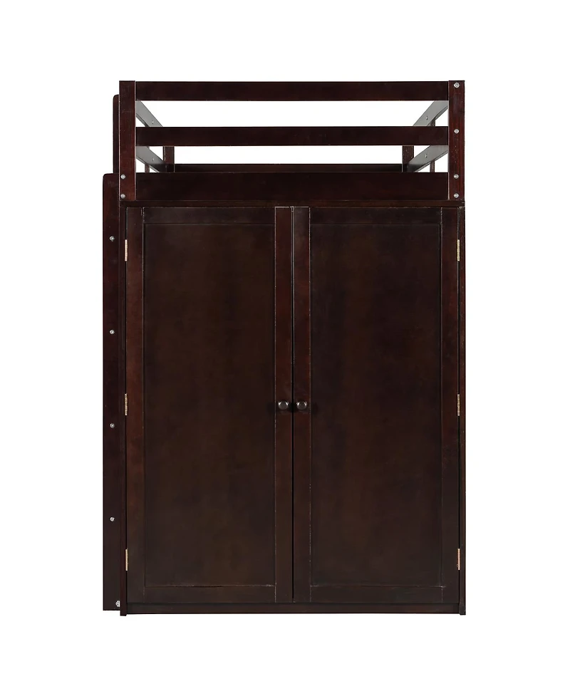 Streamdale Furniture Loft Bed w/Drawers, Desk, Wardrobe - Espresso