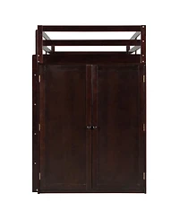 Streamdale Furniture Loft Bed w/Drawers, Desk, Wardrobe - Espresso