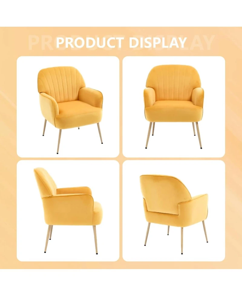 Streamdale Furniture Velvet Accent Chair with Metal Legs