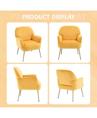 Streamdale Furniture Velvet Accent Chair with Metal Legs