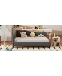 Streamdale Furniture L-Shaped Linen Daybed with Solid Wood Legs