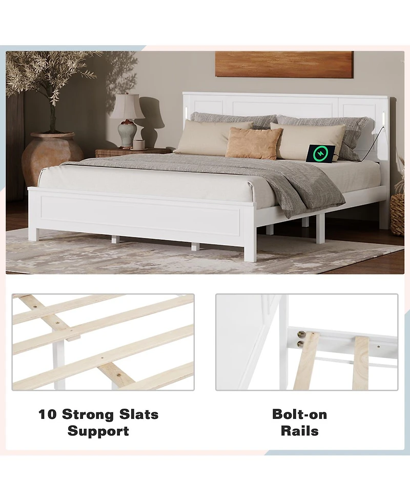 Streamdale Furniture King Led Bed w/ Usb