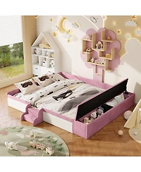 Streamdale Furniture Velvet Daybed w/ Stairs and Storage Ottoman